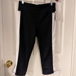 NWT ID Ideology Women's Essential Colorblocked Cropped Leggings, Black/White, M